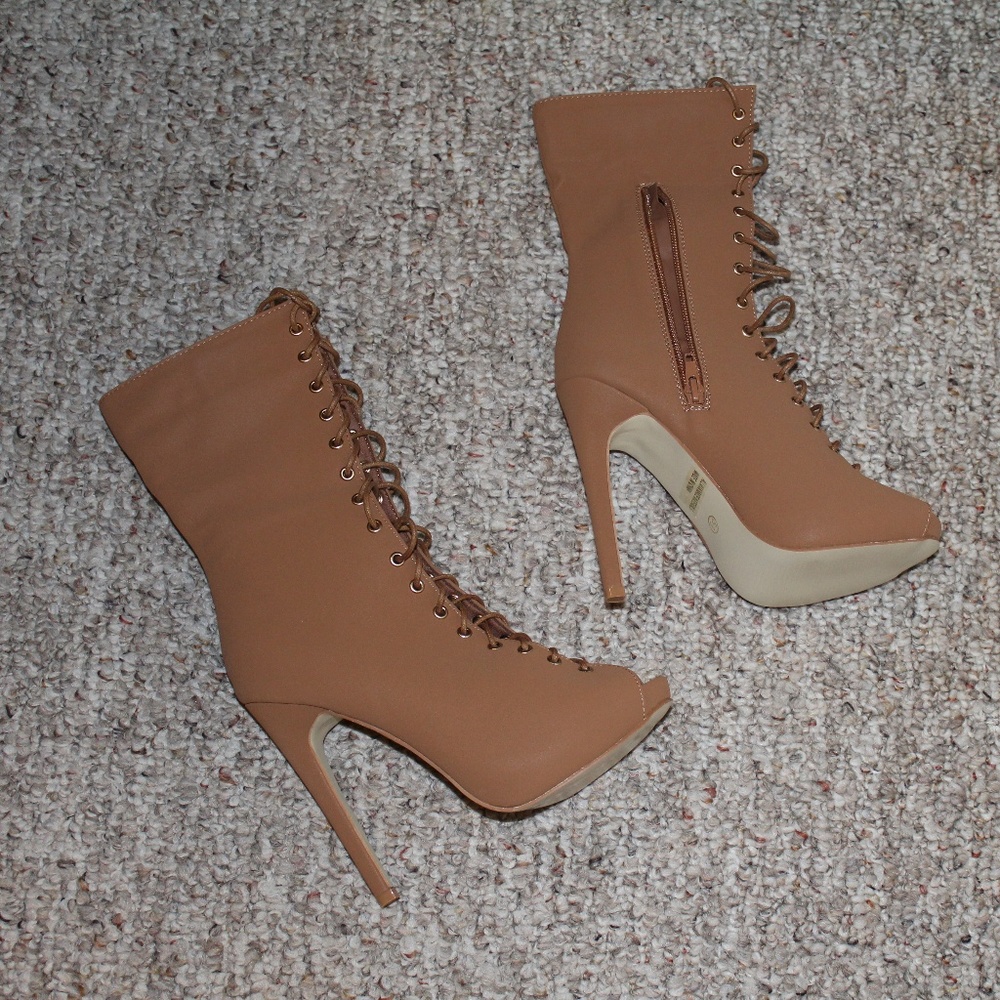 Tan Lace up Booties